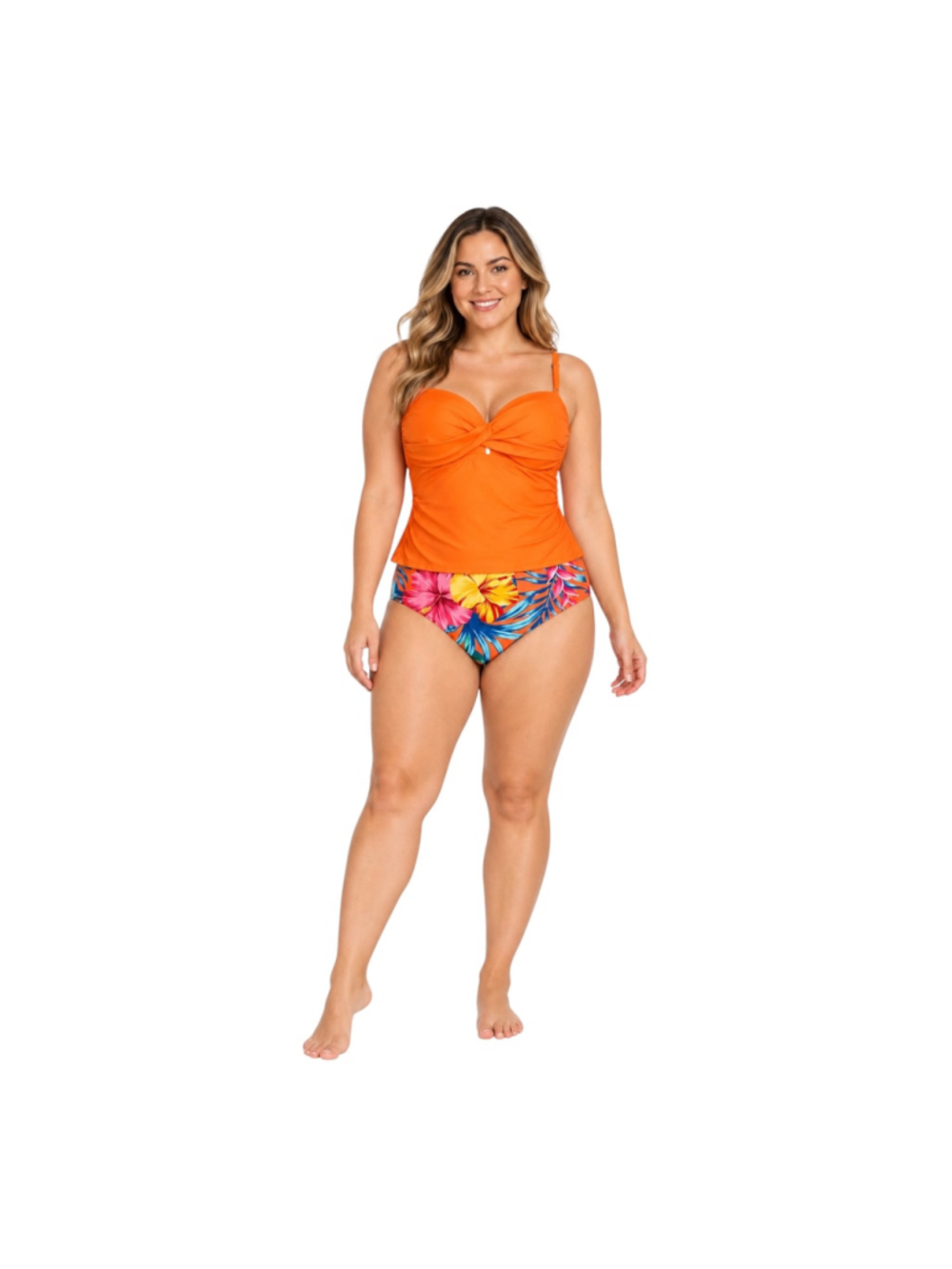 Aidonger NWT Orange Tropical Two-Piece Tankini Swimsuit Size Large